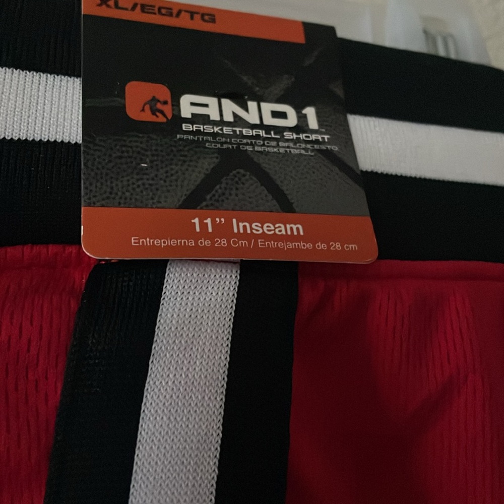 AND1 Red Athletic Shorts with Black and White Trim
With pockets - Picture 2 of 5